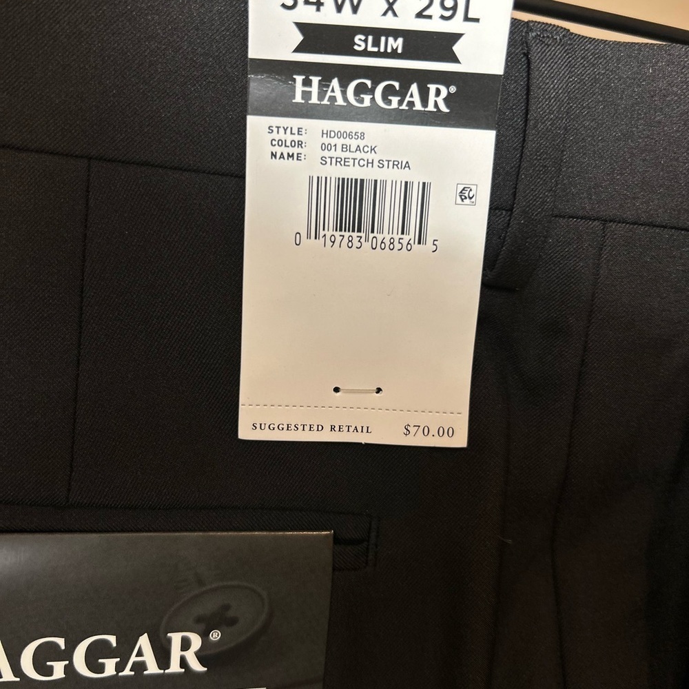 Haggar Black Dress Pants Elegant Straight-Leg - Picture 3 of 5